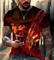 Camiseta De Verano Con Estampado 3D De Freddie Kruger Horror Película Callejera Corta Manga Moda Deportiva Top Casual Para Hombre - details 1