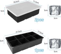 3 X Grandes bandejas de Cubo de Hielo, bandejas de Cubo de Hielo con tapa, cubos de Hielo de silicona, Molde de Hielo, para bebidas frías, whisky, cóceles (6 compartimientos × 2 + 8 compartimientos × 1) - details 3