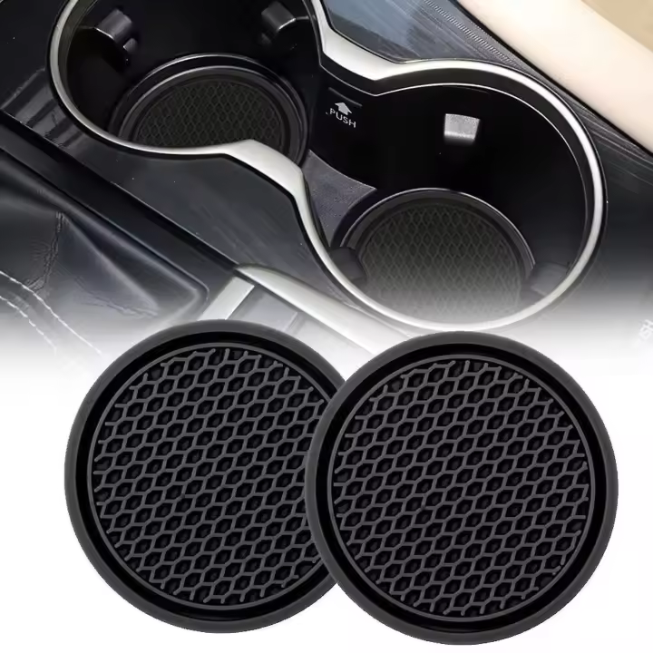 2 alfombrillas de goma universales para posavasos de coche, para portabotellas, para interior de coche, G0r2 - 1