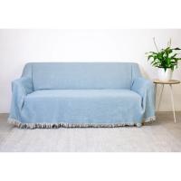 Colcha multiuso 85% algodón reciclado 15% poliéster diseño flechas azul cielo. - details 0