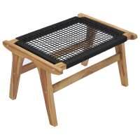 vidaXL Tumbona con reposapiés madera maciza de teca y cuerda Sillas de Exterior Ideal para jardín, playa, piscina, terraza Tumbona Piscina Tumbonas Playa Tumbonas Jardín Exterior - details 6