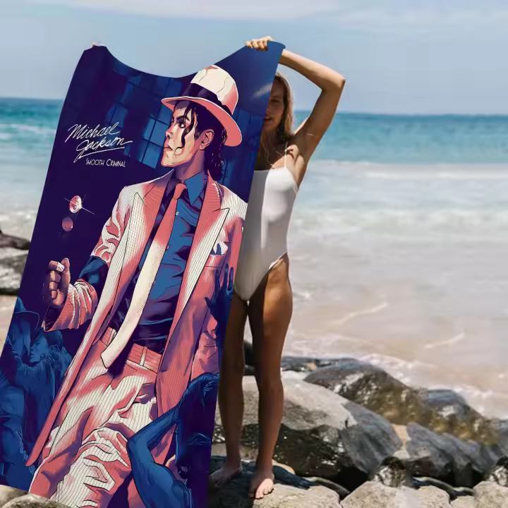 Toalla De Playa Para Niños Dibujos Animados Michael Jackson Absorbente Y Secado Rápido Tela De Microfibra Para Baño Piscina Viajes - 1