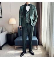 Traje De Tres Piezas Para Hombre Estilo Británico Primavera 2025 Traje De Negocios Casual Chaqueta Pantalón Alta Densidad Jacquard Vestido De Boda - details 6