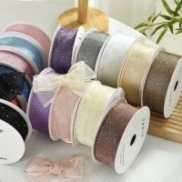 Cinta De Organza Con Puntos Plateados De 4CM Para Embalaje De Regalos Decoración De Boda Navidad Y Fiesta DIY - details 4