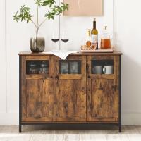 Aparador con puertas de cristal estilo industrial, para comedor, salón, cocina, marrón rústico o marrón turquesa - details 9