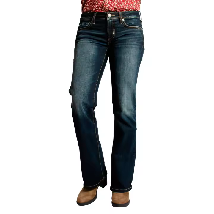 Vicyol S&D Vaqueros Campana Mujer Azul Oscuro Talle Bajo Ajustado - 1