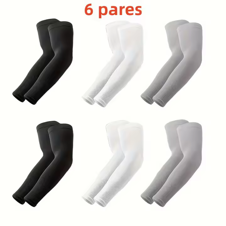 6 Pares De Mangas De Brazo Versátiles En Color Sólido Protección Solar Transpirables Y Refrescantes Para Deportes Al Aire Libre Unisex - 1