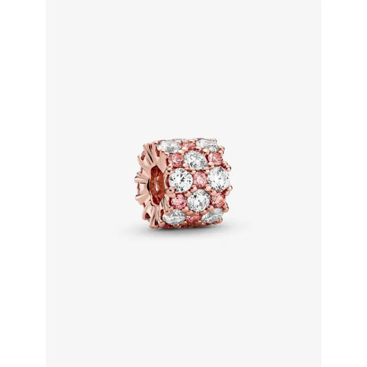 Pandora - Charm with Pink Brillo y Transparent-Baño de Gold Rose de 14K - 1