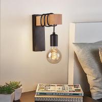 Aplique de pared Retro E27 con enchufe estándar, lámpara de pared industrial para interiores, lámpara de metal retro, Sala de estar, dormitorio, decoración Industrial (sin bombilla, Negro) - details 0