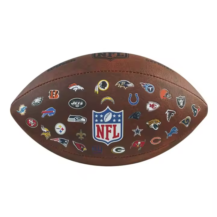 Wilson Balón De Fútbol Americano Nfl Off Throwback 32 Team Logo Official - 1