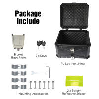Baúl para motocicleta, baúl impermeable para motocicleta, baúl de aluminio para motocicleta con cerradura de seguridad, 45 litros, baúl negro para motocicleta, impermeable, a prueba de polvo y antirrobo, negro - details 3