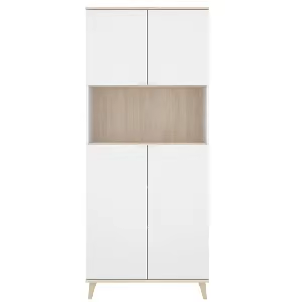 Mueble auxiliar Wok 2 compartimentos+hueco blanco/natural 189x80x40 cm - 1