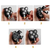 Afeitadora Eléctrica 5 En 1 Para Hombres Cabeza Lisa Cortador De Pelo Nariz Trimmer Hoja Bicolor Flotante Cuchilla Recargable Razor - details 11