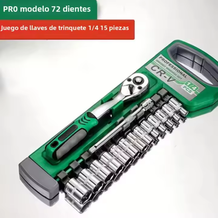 Juego De Llaves De Fijación Drive CR-V Métricas E Imperiales Con Llave De Liberación Rápida 72 Dientes pro Model 1/4''-3/8''-1/2'' - 1