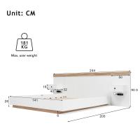 Cama Doble Cama con 2 tocadores LED junto a la noche y Toma USB C 140x200 cm Cama de Madera incluye 2 Mesitas de noche Full Dormitory -- 205x244x90,5 cm (L/AN))/A) juego De Roble Sonoma/Blanco (sin colchón) - details 9