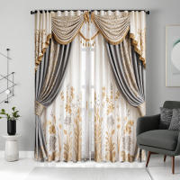2 Piezas Cortinas De Flor Vintage Gris HD Para Decoración De Hogar Estilo Rústico Para Sala De Estar Y Dormitorio Tela De Poliéster 100% - details 9