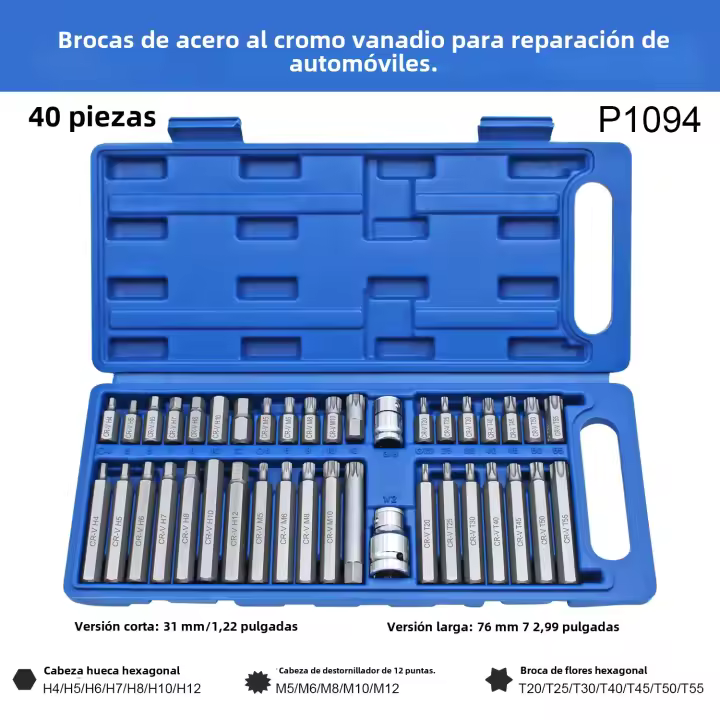 Juego De Herramientas De Reparación Automotriz 40 Piezas Incluye Conjuntos De Encimillas De Destornillador Hexagonal - 1