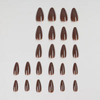 24pcs/set Uñas Postizas De Talla Grande En Rosa Gris Y Marrón Estilo Francés Y Almendrado Para Otoño E Invierno Decoración De Uñas Press on Falsas Acrílicas - details 10