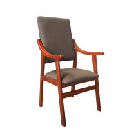 Sueña y Descansa Sillón reforzado respaldo alto con brazos de madera de haya en color cerezo tapizado en marrón - details 0