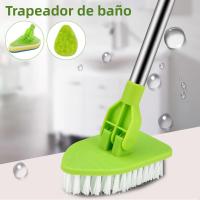 Cepillo De Limpieza Para Azulejos 3 En 1 Con Mango Largo Escobilla De Limpieza De Baño Retráctil Rotativa De 180° Con Esponja Y Microfibra Para Limpieza De Piso Y Ventanas - details 0