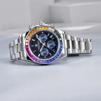 Reloj De Cuarzo Para Hombre PAGANI DESIGN 2025 Con Bisel Arco Iris Multifuncional Vidrio De Zafiro Resistentes Al Agua Y Al Choque VK63 - details 2