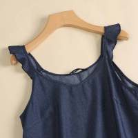 Vestido Bohemio De Verano En Denim Estilo ZANZEA Para Mujer Sin Mangas Con Volantes Y Cuello Redondo Vestido De Playa De Pato Corto Ropa Casual De Manga Larga - details 7