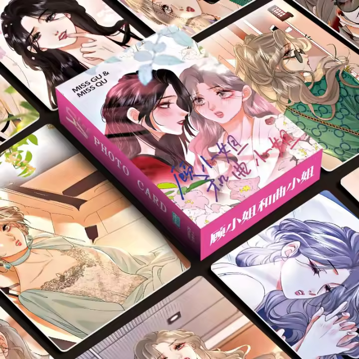 Juego De 55 Pcs Cartas Lomo Laser De Manga Chino Miss Gu Y Miss Qu Doble Líder Femenina Comic HD Colección De Fans - 1