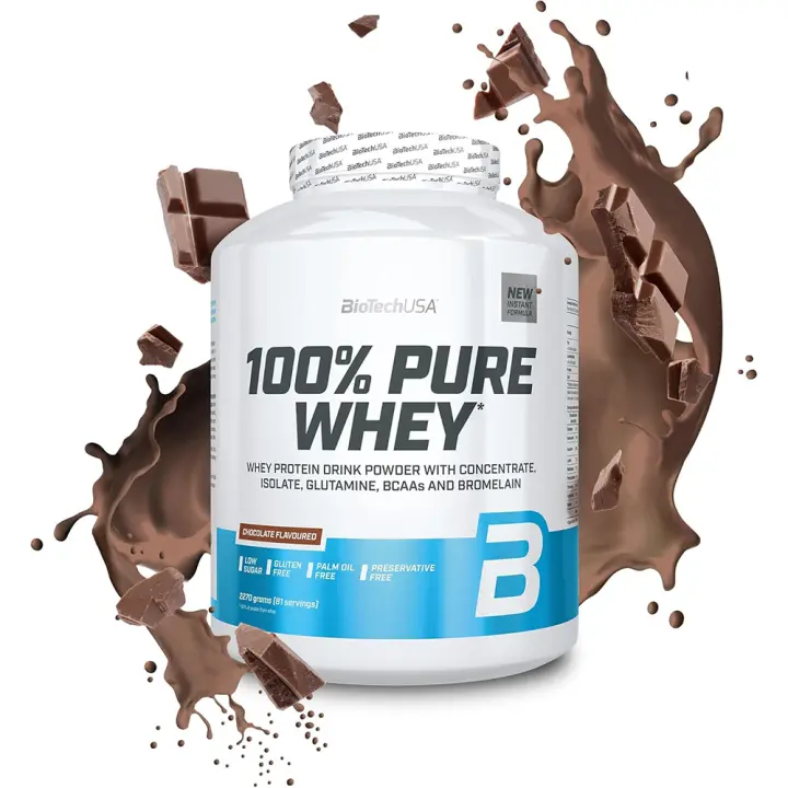 BioTechUSA 100% Pure Whey  Proteína en Polvo con BCAA y Glutamina  Sin Gluten, Sin Aceite de Palma, 2.27 kg - 1