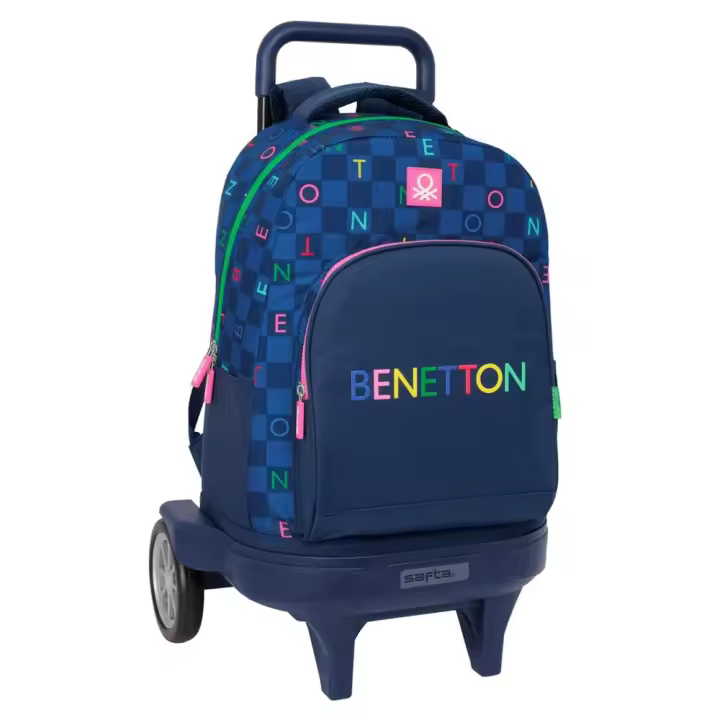 Mochila Grande Con Ruedas Compact Evol. Ext. Benetton "Damero" 33X45X22Cm (Safta 612550218) - 1