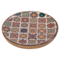 CAPRILO REGALOS & DECORACIÓN Plato Redondo Decorativo Multicolor de Madera "Hidráulico" Adornos y Esculturas. Centros de Mesa. Regalos Originales. Decoración Hogar. 22 x 22 x 2 cm - details 0