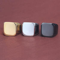 Anillo De Sello Grande En Forma Cuadrada Personalizable En Plata/Oro/Negro/Azul Para Hombres Anillo De Titánico Acero Joyería Clásica Para Fiesta - details 14