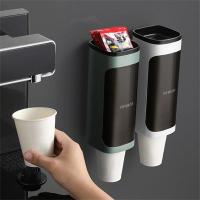 Soporte Automático Para Tazas De Papel Organizador De Almacenamiento De Tazas De Papel Soporte De Dispensador De Agua Estante De Almacenamiento De Tazas De Plástico Montado En La Pared - details 0