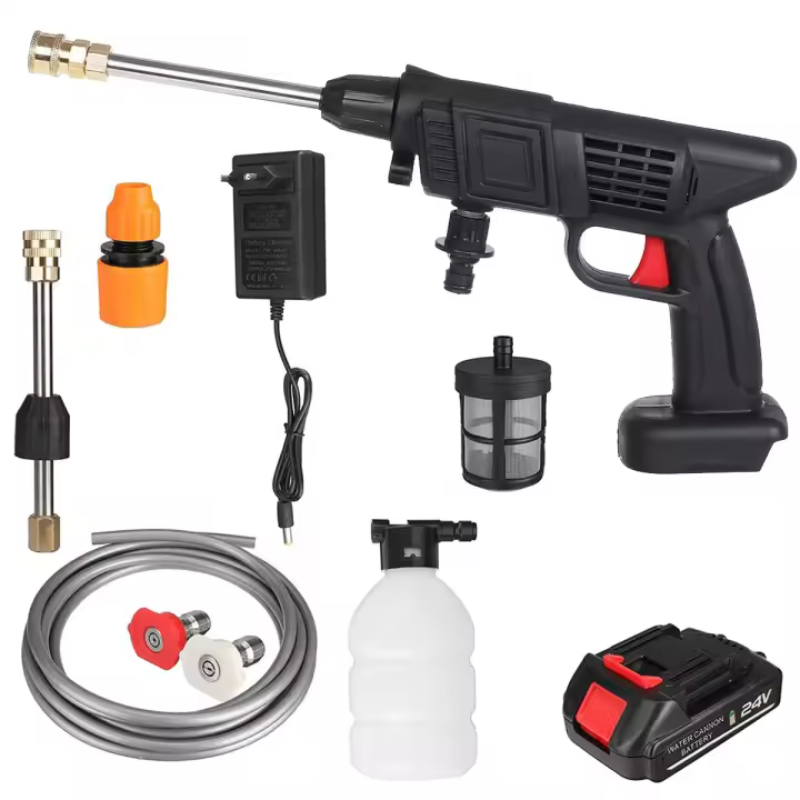 Pistola de presión en Badería de 24 V con Chorro ajustable y Depósito con 2 baterías de 24 V y maletín - 1