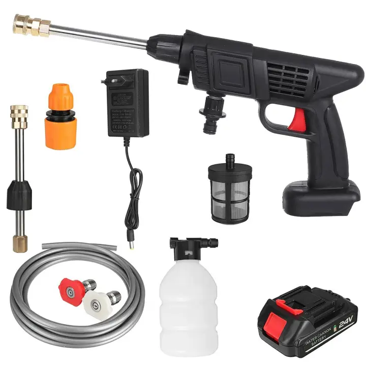 Pistola de presión en Badería de 24 V con Chorro ajustable y Depósito con 2 baterías de 24 V y maletín - 1