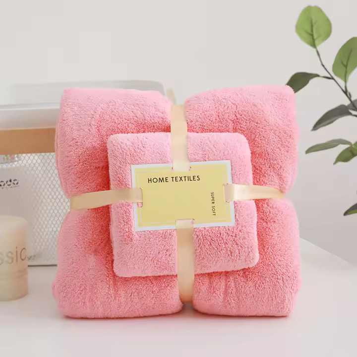 Juego De 2 Toallas De Baño Super Suaves Y Altamente Absorbentes De Velocidad De Secado Rápido Coral Velvet Para Adultos Uso En Hotel Y Spa - 1