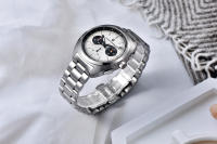 Reloj De Pulsera De Cuarzo PAGANI DESIGN Para Hombre Dial De Oso Deportivo Retro Acero Inoxidable Cronógrafo Resistente Al Agua Con Manecillas Luminosas Corona Ajustable Cristal De Zafiro - details 4