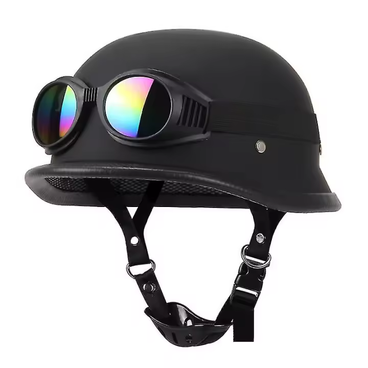 Casco DE LA motorteta de cuero Alemán Vintage medium helmet DE LA motorteta helmet Abierto casco de la motocicleta Piloto dot certificación S-XX - 1