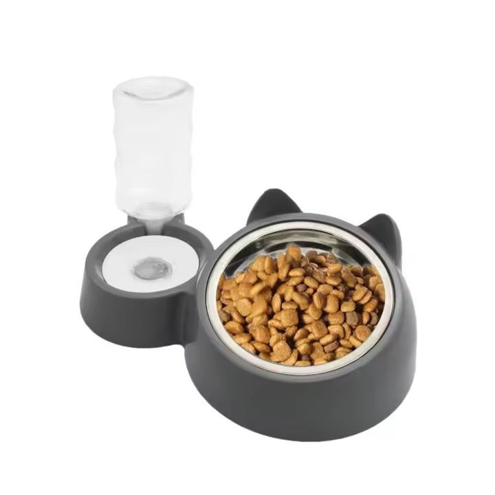 COTTECOTA-Comedero con Bebedero para Gatos y Perros Tamaño Mediano y GrandeColor al azar (Gris, azul o Rosa) Dispensador Agua Alimentador Automatico Fuentes para Mascotas Comedero Tamaño M/L - 1