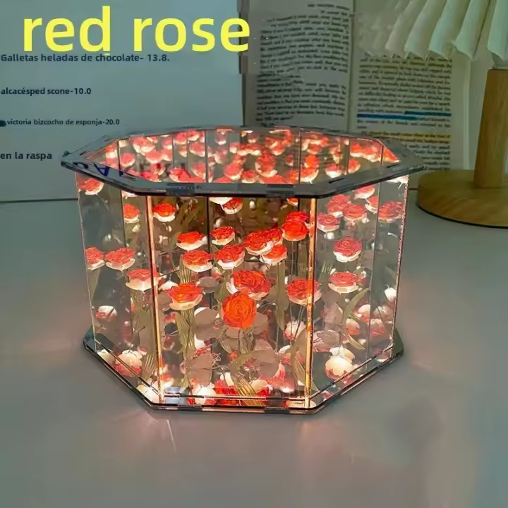 Lámpara De Espejo En Forma De Tulipán DIY Iluminación Nocturna 3D Hecha a Mano Regalo De Cumpleaños Con Luz LED - 1