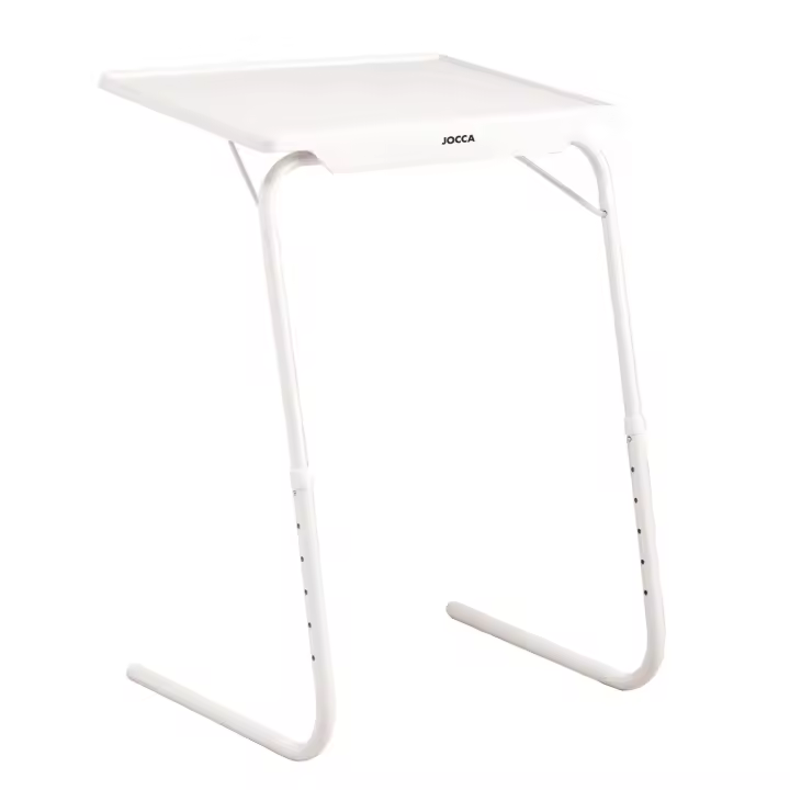 Mesa Jocca auxiliar, plegable, multiuso, adaptable en altura e inclinación en color blanco. Mesas portátiles, flexibles, ligeras, fuertes, fáciles de transportar y almacenar. - 1