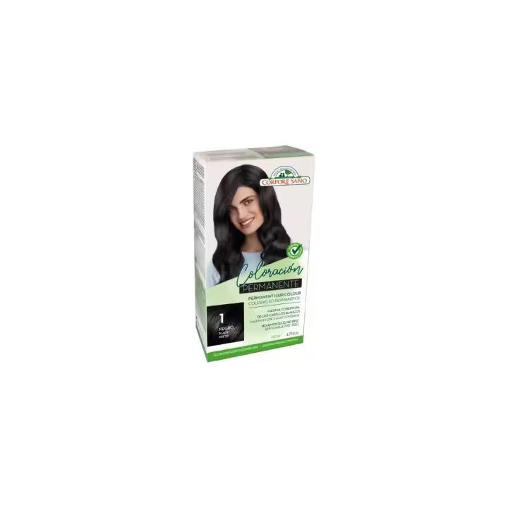 Coloracion permantente 1 Tinte negro 140ml Corpore Sano - 1