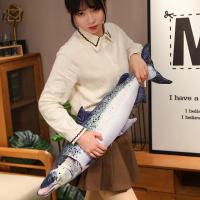 Juguete De Peluche 3D Simulación Peces Mero Salmón Saury Cordero Cojín Creativo Para Sofá Regalo Para Niños Animal De Peluche Tipo Muñeco Relleno De Algodón PP - details 14