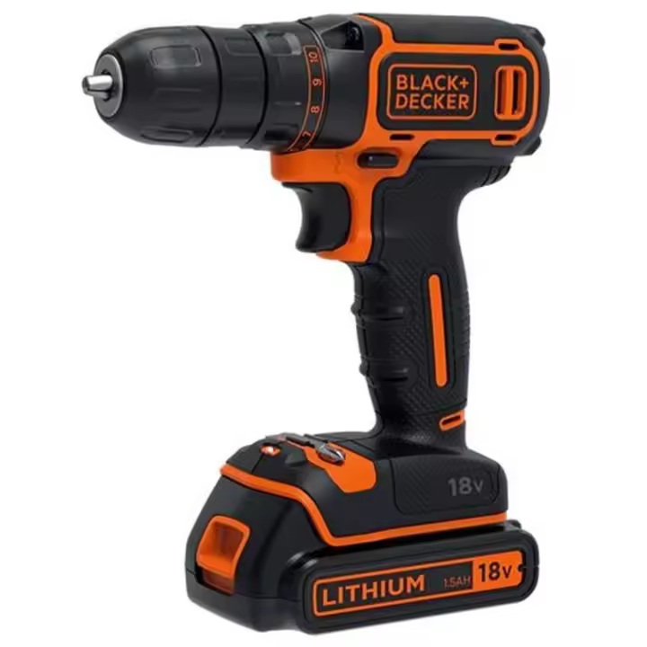 Black+Decker Taladro Atornillador 18V Black & Decker BDCDC18K - Potente y Versátil - 1