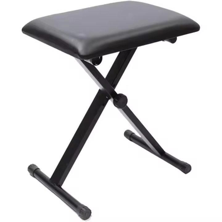 ROCKSTAR MUSIC - Taburete de Piano Teclado Plegable 900530 Ajustable en Altura, Banco de piano con Asiento Acolchado Tapizado Negro - 1