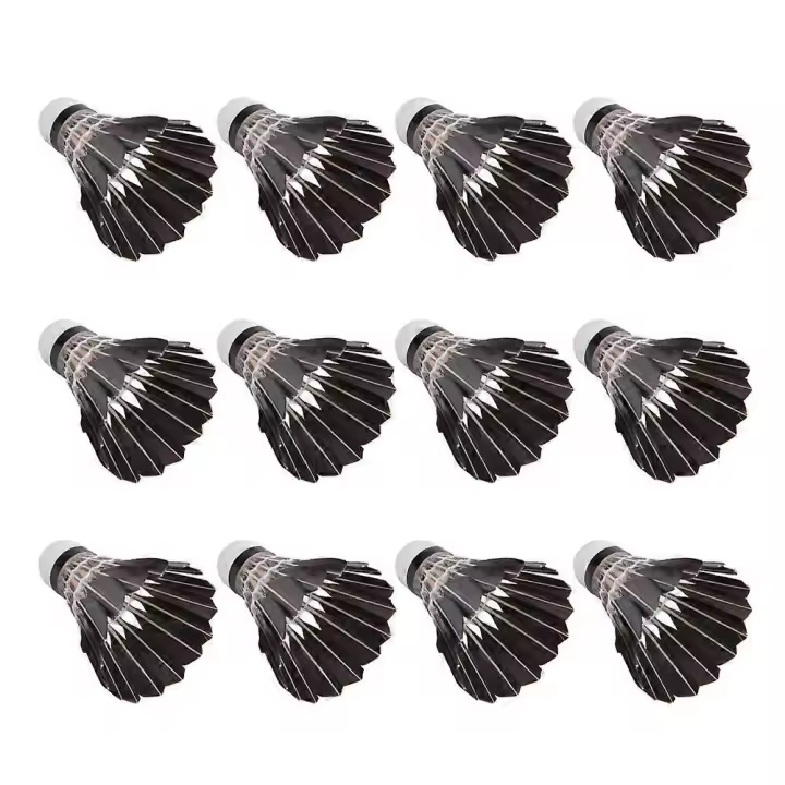Paquete de 12 volantes de bádminton de plumas de ganso para entrenamiento deportivo de alta velocidad, color negro - 1