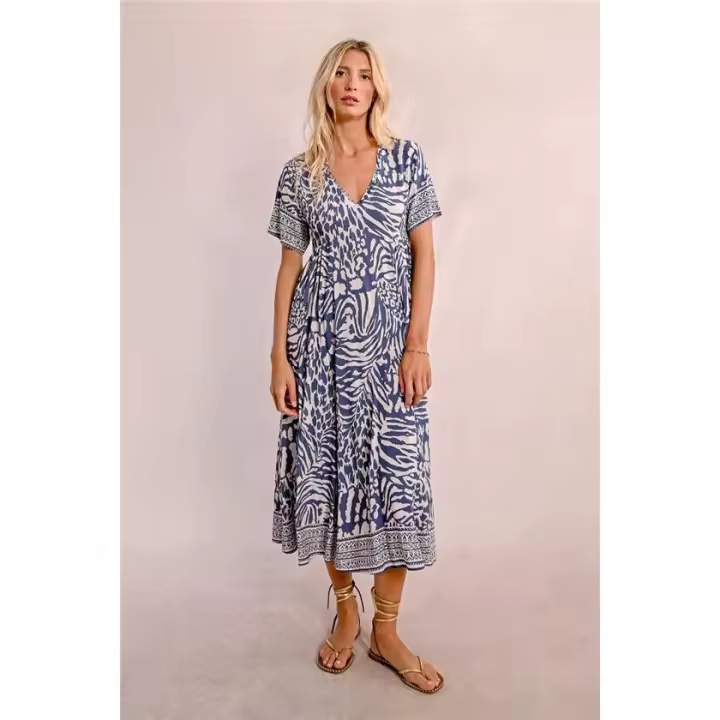 Molly Braken Vestido Largo Con Estampado Azul - 1