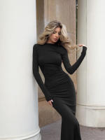 Vestido De Moda Para Mujer Con Mangas Largas Y Cuello Redondo Ajustado Para Otoño E Invierno Fiesta Playa Vestido Largo - details 12