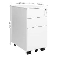 Archivador móvil con cerradura, cajonera de oficina con ruedas, para documentos A4 y carpetas, blanco o negro, 30x45x60 cm - details 5