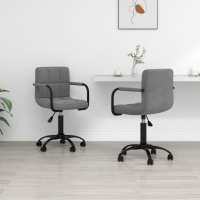 vidaXL Sillas de comedor giratorias 2 uds terciopelo en color Negro/Gris claro/Gris oscuro | cómodas modernas ergonómicas para comedor cocina salón hogar - details 2