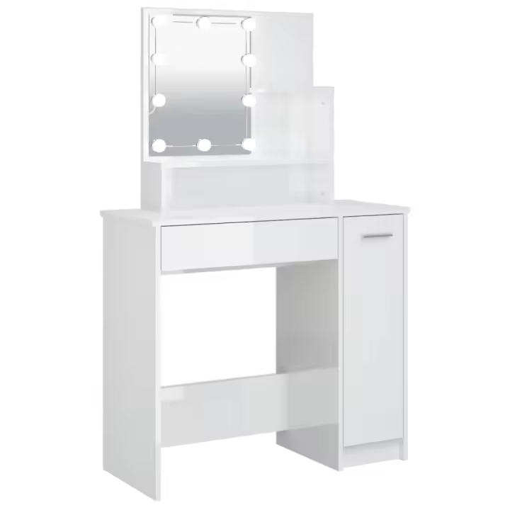 Tocador con LED blanco brillante 86,5x35x136 cm - 1
